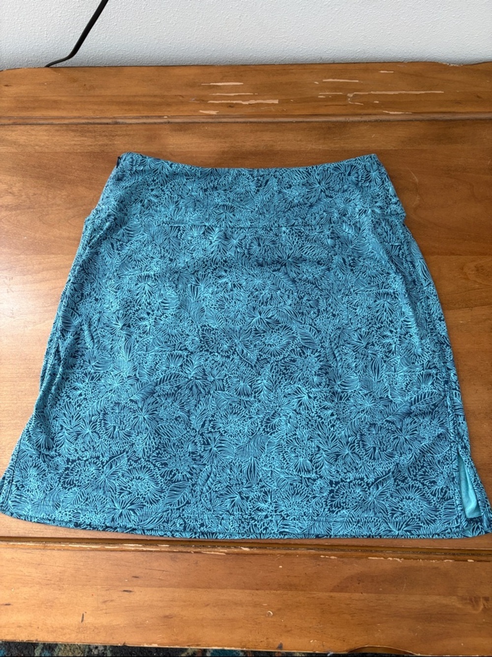 Title Nine Teal Floral Mini Skirt Size Medium